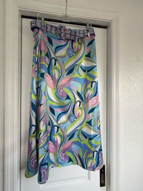 Boston Proper Pastel Swirl Print Blouse - Blue, Pink, Lime